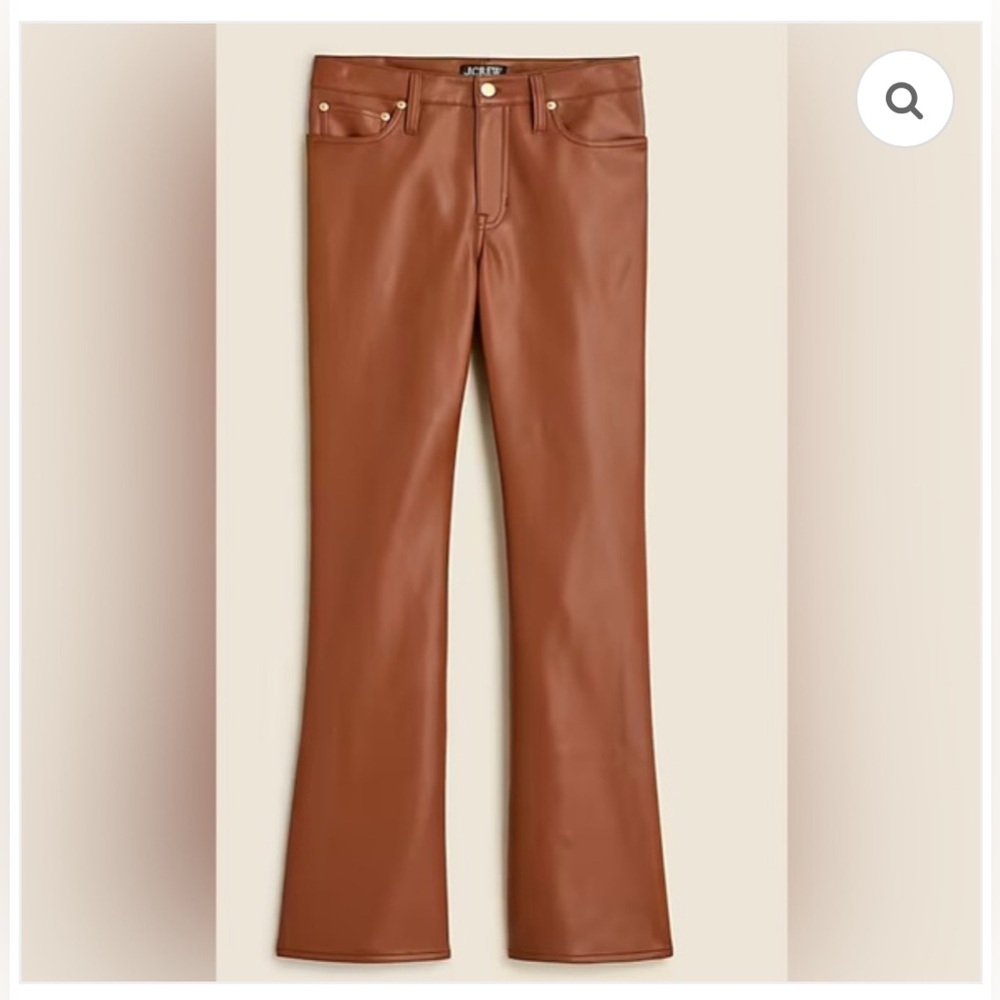 J.Crew Mid-Rise Brown Bootcut Faux Leather Pants